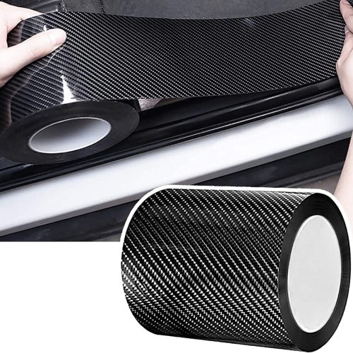 ZELLYA Door Sill Protector, 1.2In x 32.8Ft Entry Edge Guards, Carbon Fiber Sticker for Door Edges, Front and Rear Bumpers, Door Sill Protection
